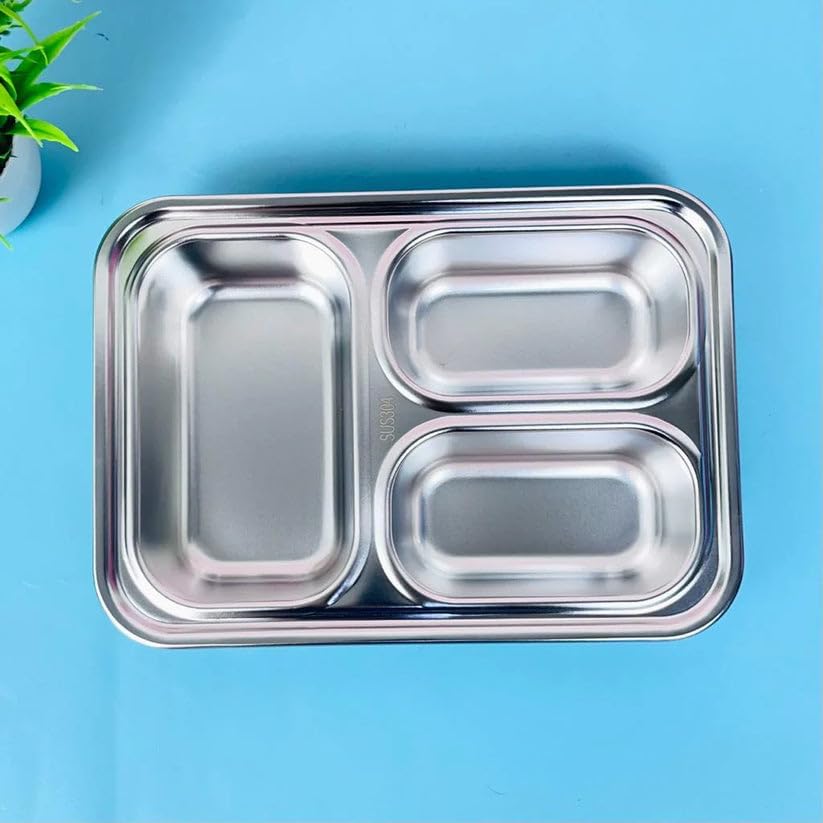 Zeroware Stainless steel Insulated leakproof 3 Compartment lunch box, tiffin box-SS 304, Best Quality