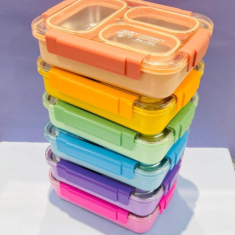 Zeroware Stainless steel Insulated leakproof 3 Compartment lunch box, tiffin box-SS 304, Best Quality