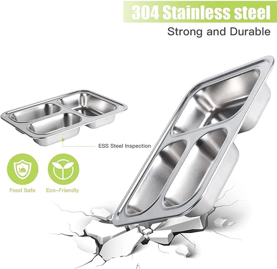 Zeroware Stainless steel Insulated leakproof 3 Compartment lunch box, tiffin box-SS 304, Best Quality