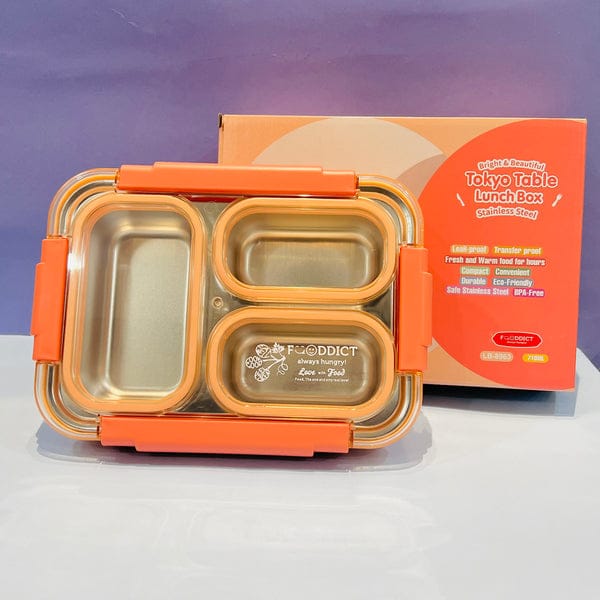 Zeroware Stainless steel Insulated leakproof 3 Compartment lunch box, tiffin box-SS 304, Best Quality