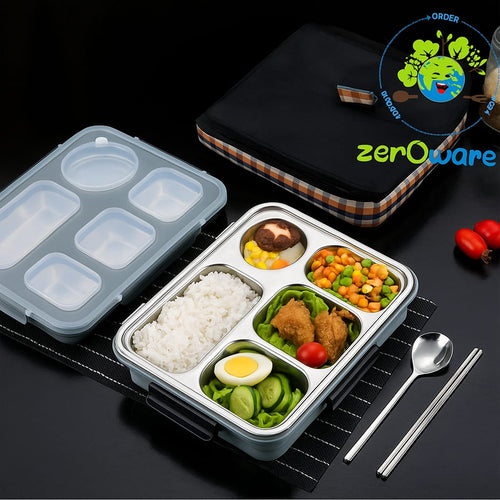 Stainless steel insulated leakproof Bento box - 5 compartments, Tiffin box, gym box